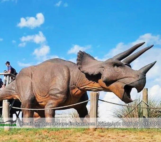 Realistic Animatronic Life Size Triceratops Statue