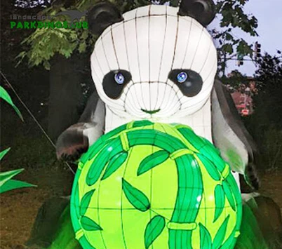 Vivid Panda Lantern Illuminated Park
